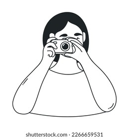 woman using camera photographic character