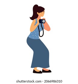 woman using camera vector icon