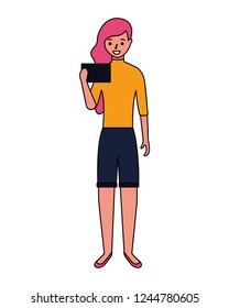 woman using cellphone device