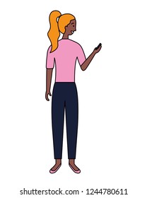 woman using cellphone device