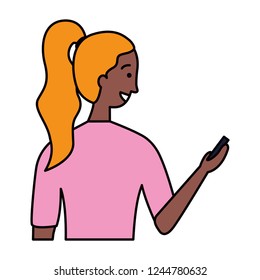 woman using cellphone device