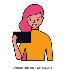 woman using cellphone device