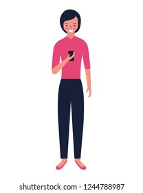 woman using cellphone device