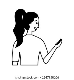 woman using cellphone device