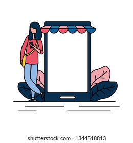 woman using cellphone ecommerce