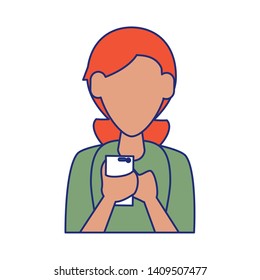woman using cellphone icon cartoon vector illustration graphic design