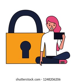 woman using cellphone security data