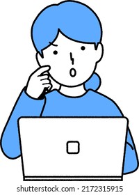 Woman using a computer: I don't know