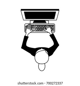 woman using computer icon image 