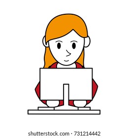 woman using computer icon image