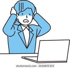Woman using a computer : Vector
