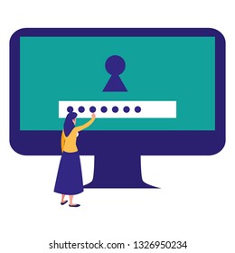 woman using desktop computer