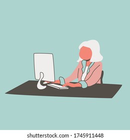 Woman using a desktop computer