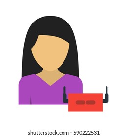 Woman Using Device