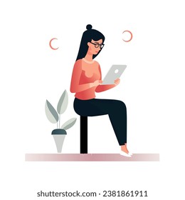 Woman using digital tablet illustration 