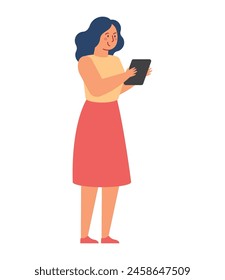 woman using ebook isolated design