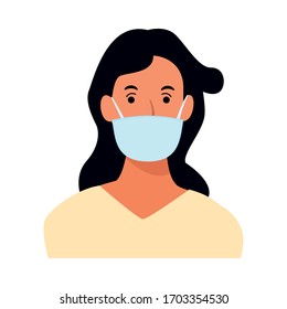 woman using face mask for covid19 character vector illustration design