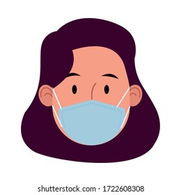 woman using face mask for covid19 vector illustration design