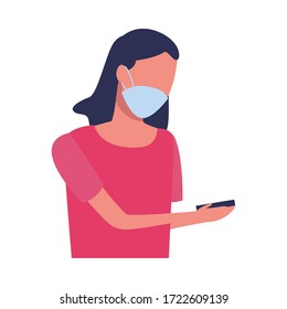 woman using face mask for covid19 vector illustration design