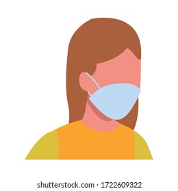woman using face mask for covid19 vector illustration design