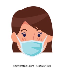 mujer con diseño de ilustración vectorial de carácter de máscara facial