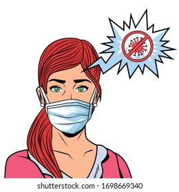 Vektorillustration-Design mit Gesichtsmaske und Stopp covid19