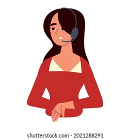 mujer con icono de auriculares aislados