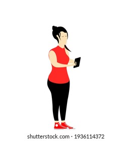 Una mujer está usando su tablet