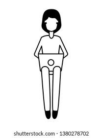 woman using laptop