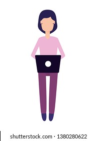 woman using laptop