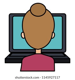 woman using laptop computer