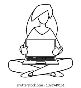 woman using laptop computer