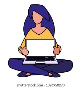 woman using laptop computer