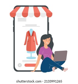 woman using laptop ecommerce technology