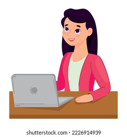 Frau mit Laptop-E-Learning-Symbol einzeln
