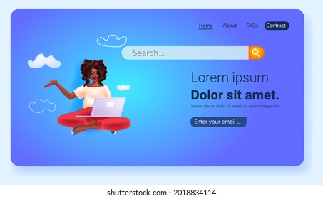 woman using laptop social media network online communication concept portrait
