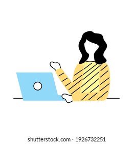 woman using laptop tecnology icon