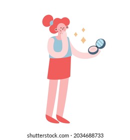 Frau mit Schminksymbol