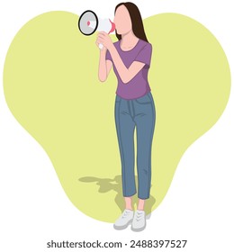  woman using a megaphone vector