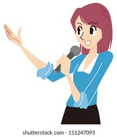 Woman  using a microphone