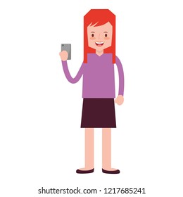 woman using mobile social media