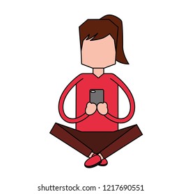woman using mobile social media