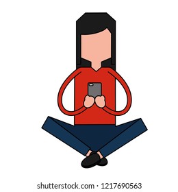 woman using mobile social media