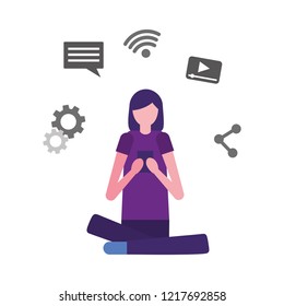 woman using mobile social media