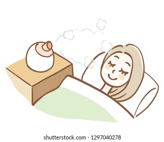 A woman using a night steamer