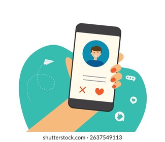 Woman using online dating app