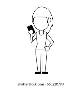 woman using phone icon image 
