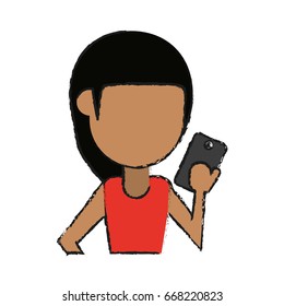 woman using phone icon image 