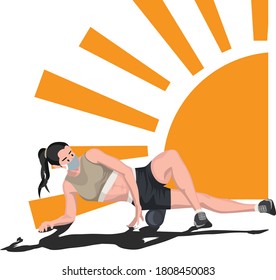 A woman using roll stability to shape her body
