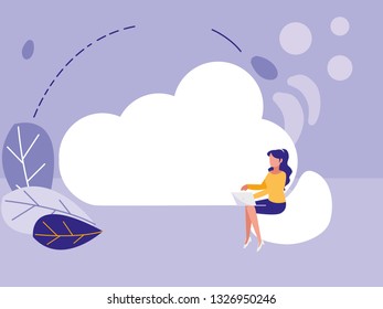 woman using safe secure padlock with cloud computing
